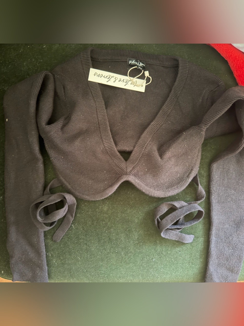For Love And Lemons Black Wrap Knit Top